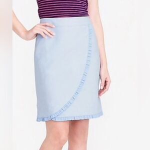 J. Crew Oxford Ruffle Pencil Skirt Light Blue Women’s Size 12 NEW Style H4868
